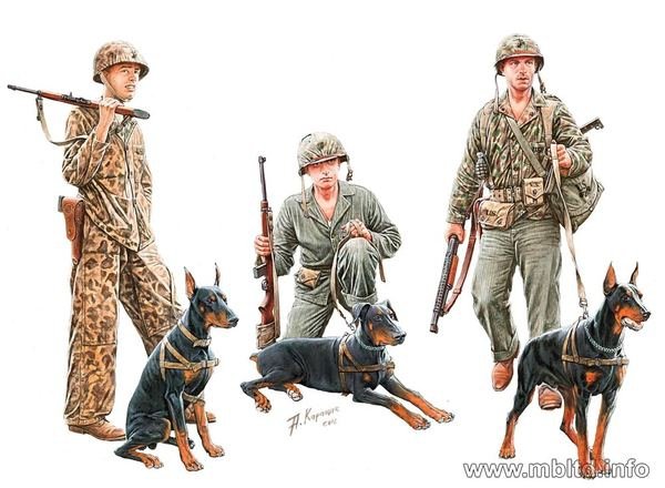 Master Box 35155 Dogs in service in the US Marine Corps WW II era 1/35