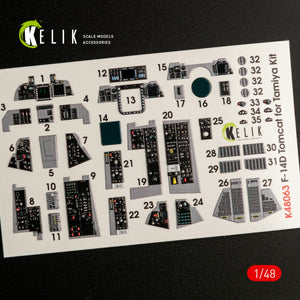 KELIK K48063 F-14D TOMCAT INTERIOR 3D DECALS FOR TAMIYA KIT 1/48 – immagine 3