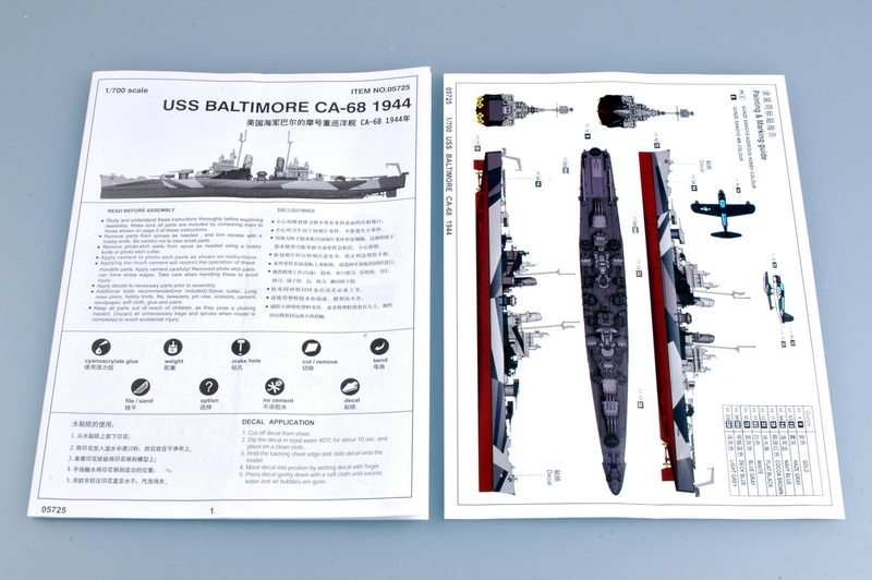 Trumpeter 05725 USS Baltimore CA-68 version 1944 1/700 – Bild 3