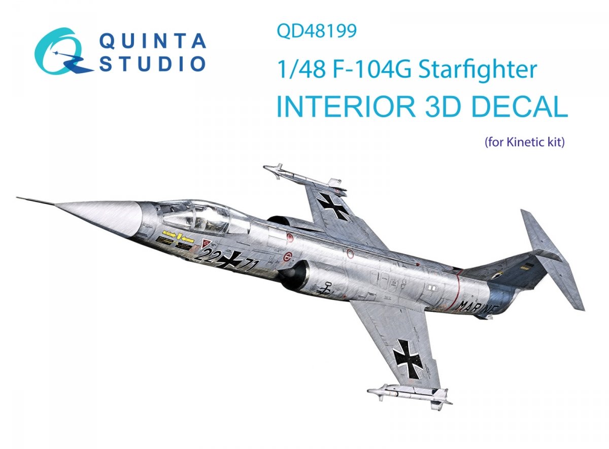 Quinta Studio QD48199 F-104G 3D-Printed &amp; colored Interior on decal paper (Kinetic) 1/48