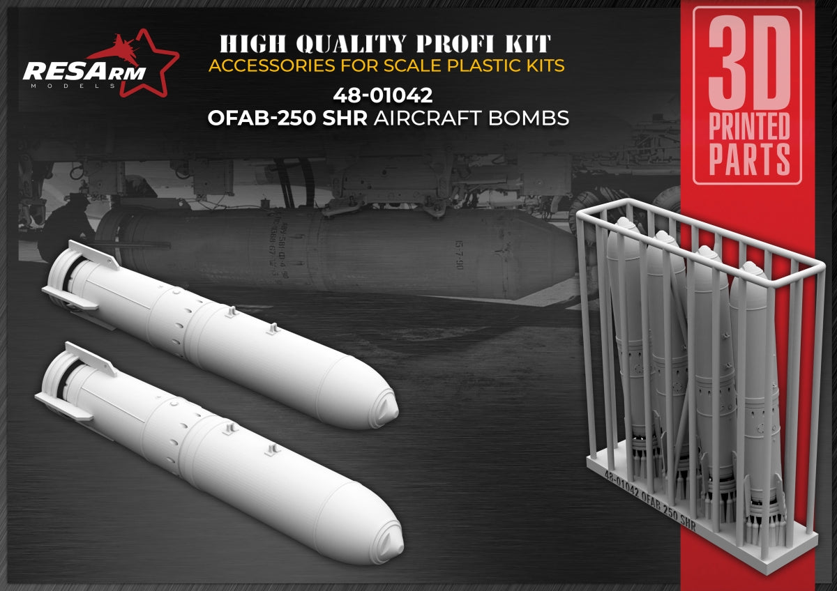 RESArm 48-01042 OFAB 250SHP - 250SHR high-explosive fragmentation aerial bomb of 250 kg caliber (3D resin printing) 1/48