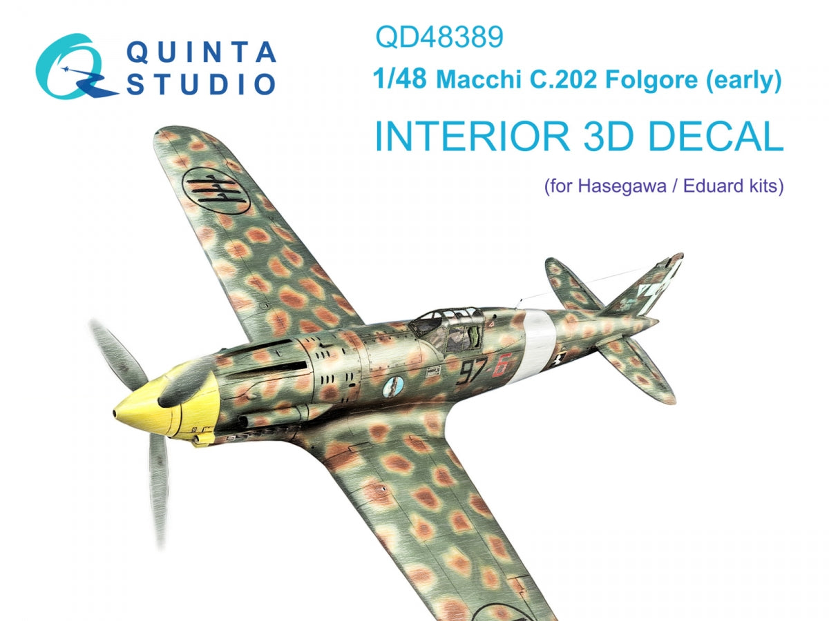 Quinta Studio QD48389 Macchi C.202 Folgore Early Intérieur imprimé en 3D et coloré sur papier décalcomanie (Hasegawa/Eduard) 1/48 