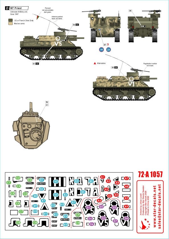 Star Decals 72-A1057 Israeli AFVs # 2. Centurion Mk V 105mm and M7 Priest 105 mm 1/72 – immagine 2