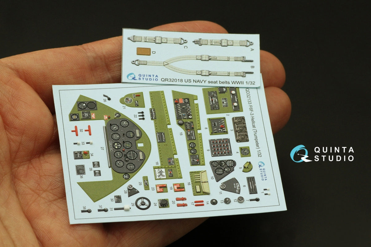 Quinta Studio QD32133 F6F-3 Hellcat 3D-Printed &amp;amp; coloured Interior on decal paper (Trumpeter) 1/32 – imagen 6
