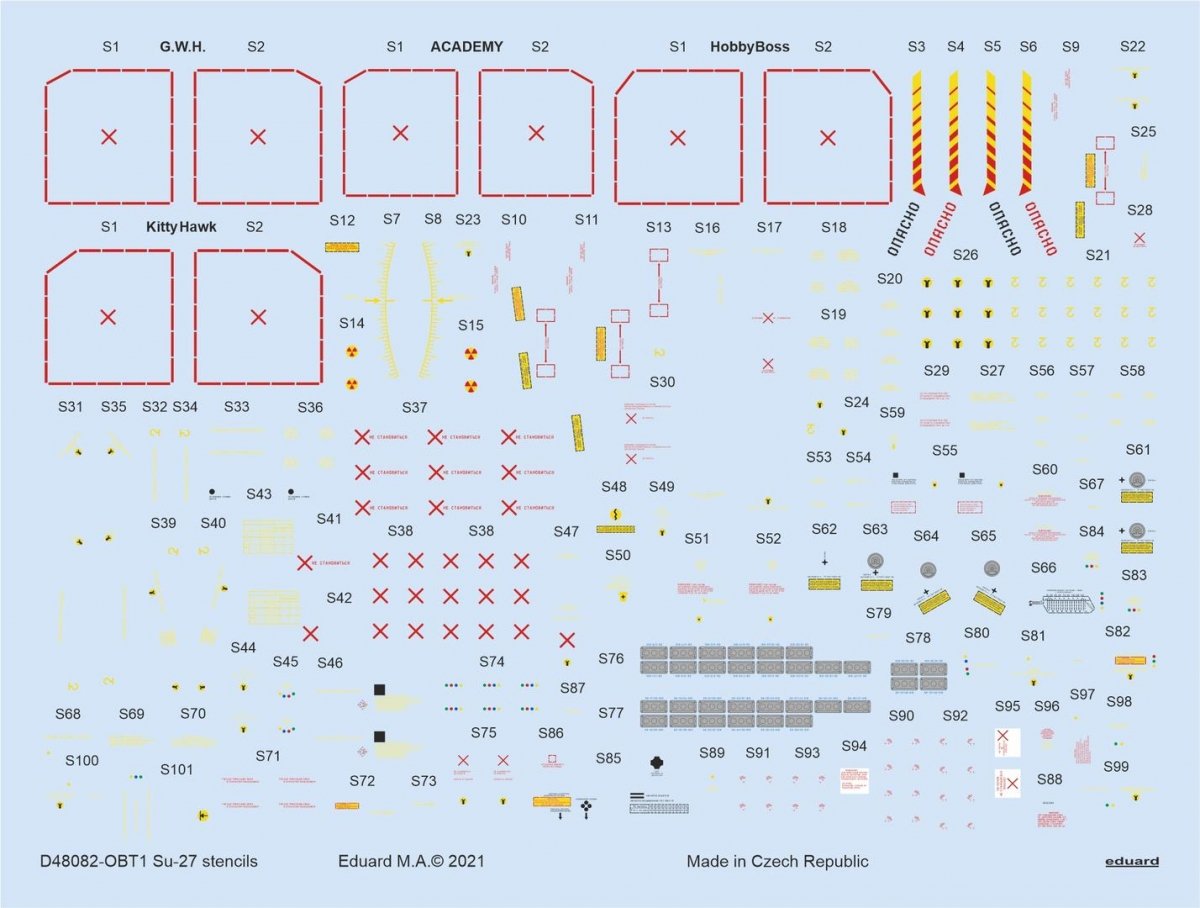 Eduard D48082 Su-27 stencils ACADEMY/KITTY HAWK/HOBBY BOSS/GWH 1/48 – immagine 2