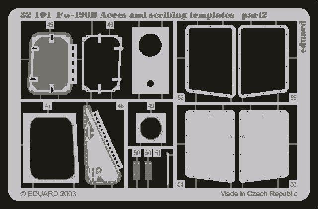 Eduard 32104 Fw 190D access and scribing templates 1/32 HASEGAWA – Bild 2