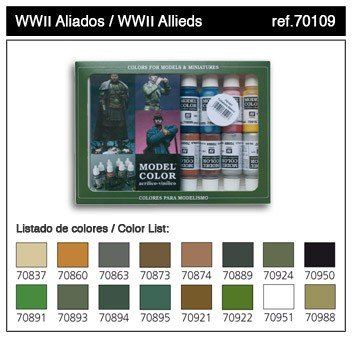 Vallejo Alliés Seconde Guerre mondiale (jeu de 16 couleurs) (70109)