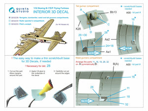 Quinta Studio QD32236 Boeing B-17E/F Navigator, bombardier, waist and tail gunners compartments. 3D-Printed coloured Interior (HK models) 1/32 – immagine 10