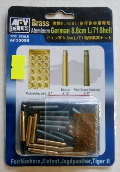 AFV Club 35098 Obus allemand de 88 mm L/71 en laiton et aluminium, échelle 1/35
