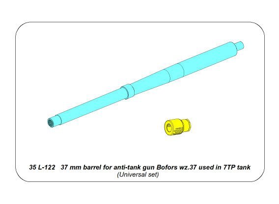 Aber 35L-122 37 mm barrel for anti-tank gun Bofors wz.37 used in 7TP tank 1/35 – immagine 6