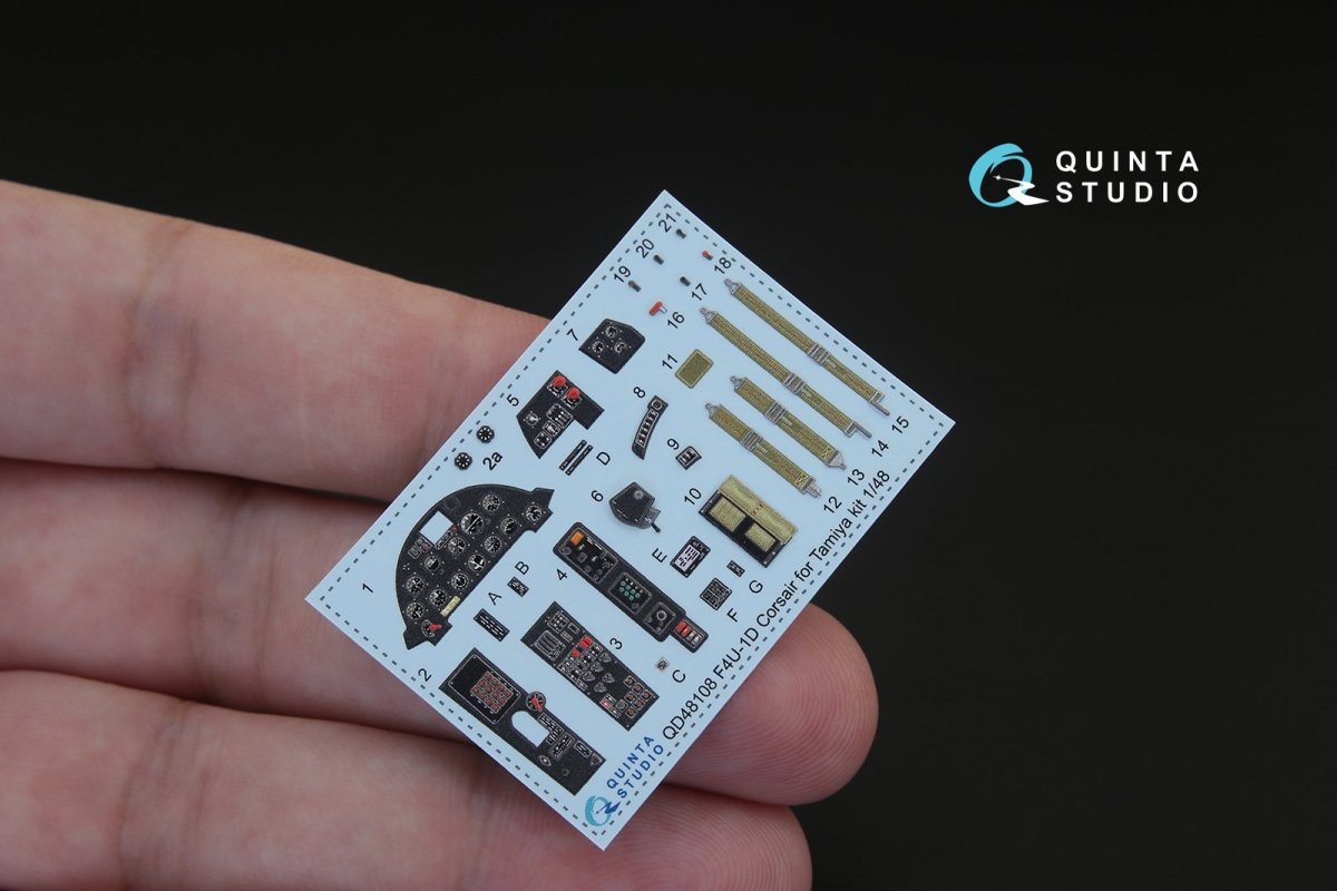 Quinta Studio QD48108 F4U-1D 3D-Printed &amp;amp; coloured Interior on decal paper (for Tamiya kit) 1/48 – immagine 5