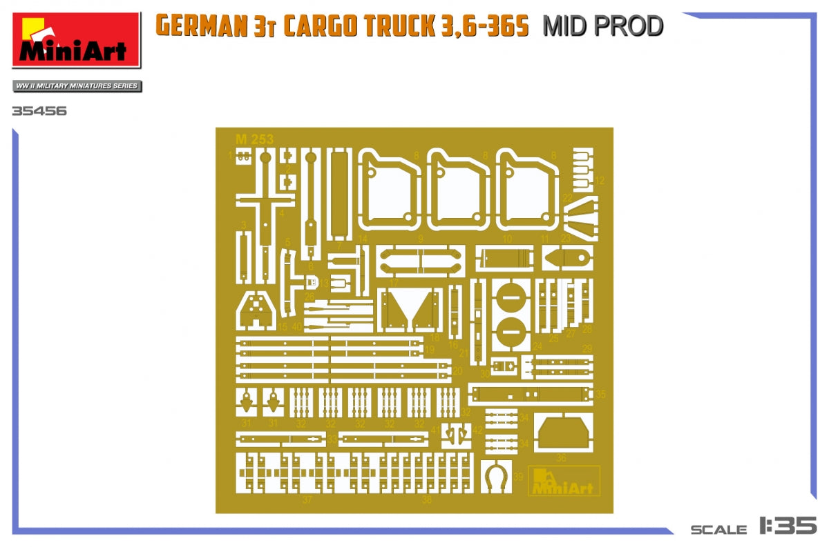Miniart 35456 GERMAN 3T CARGO TRUCK 3,6-36S MID PROD 1/35 – immagine 3