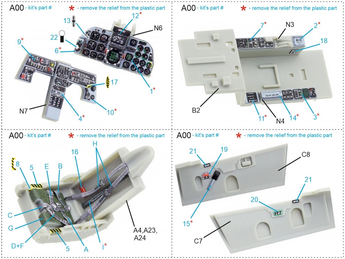 Intérieur imprimé en 3D et coloré sur papier décalcomanie Quinta Studio QD48211 F-5E-3 Tiger II (AFV Club) 1/48  – image 2