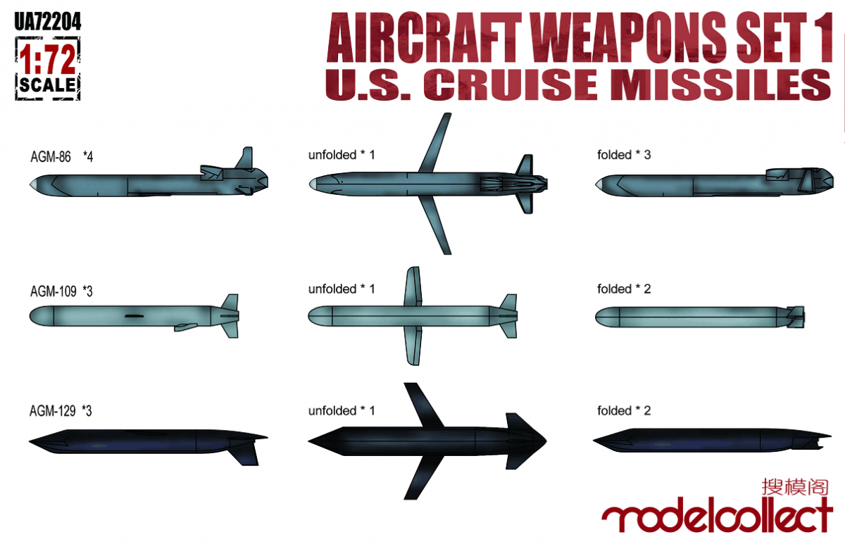Modelcollect UA72204 Aircraft weapons set1 U.S.cruise missiles 1/72