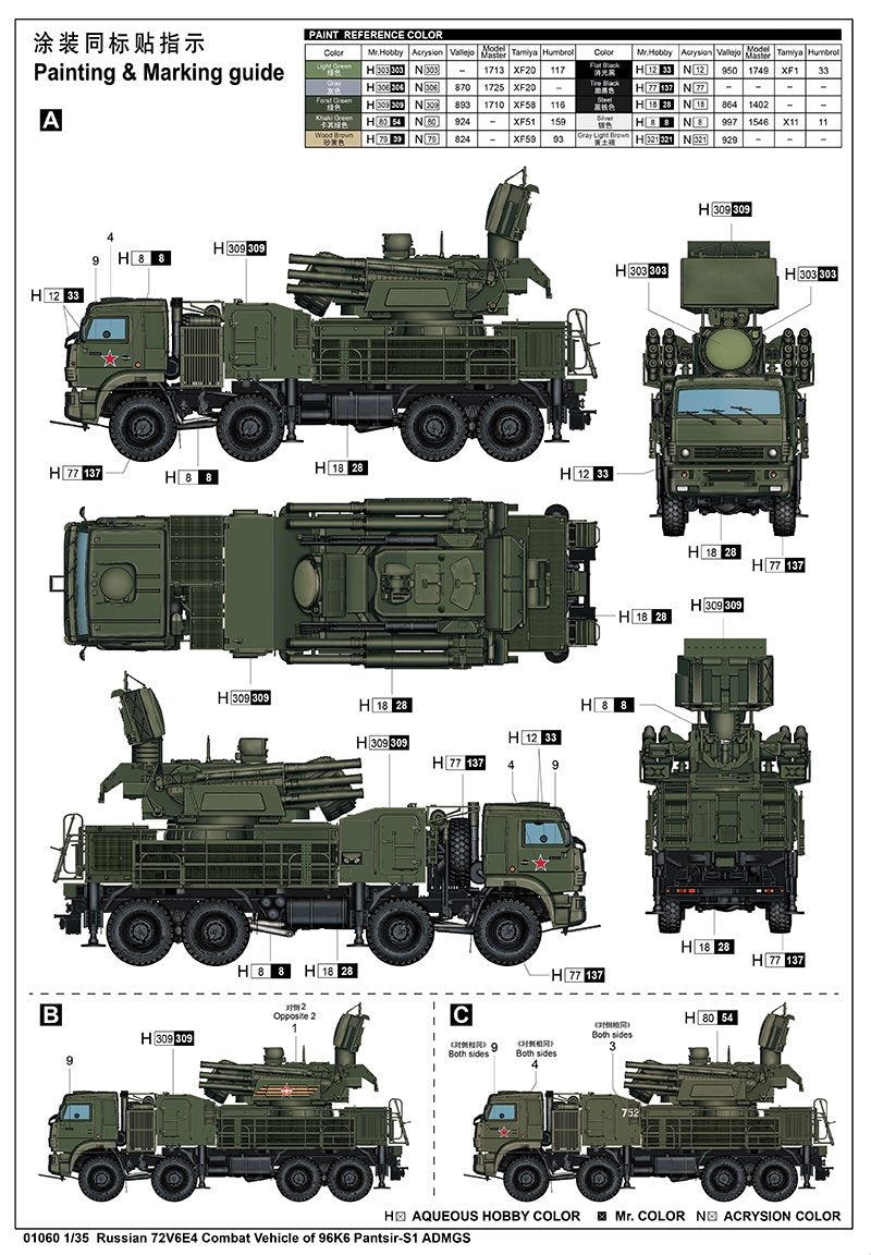 Trumpeter 01060 Russian 72V6E4 Combat Vehicle of 96K6 Pantsir -S1 ADMGS 1/35 – zdjęcie 5