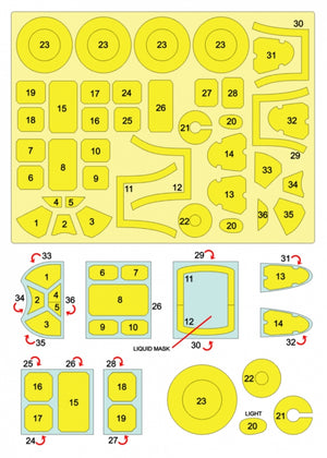 Omask 54037 P-51B Mustang double-sided mask (for Tamiya) 1/48 – imagen 2