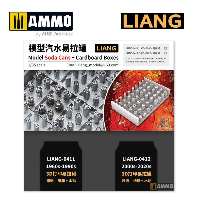 Liang 0412 Modèle imprimé en 3D Canettes de soda + Boîtes en carton Années 2000-2020 1/35