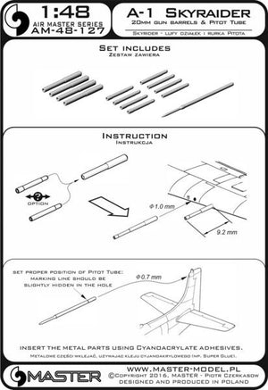 Master AM-48-127 A-1 Skyraider - Canons de 20 mm et tube de Pitot 1/48 – image 4