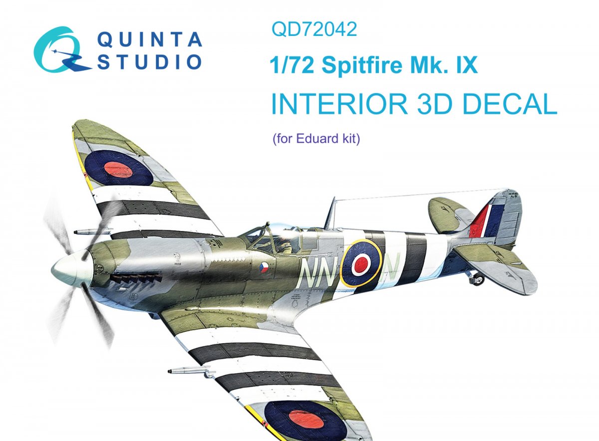 Quinta Studio QD72042 Spitfire Mk.IX 3D-Printed &amp;amp; coloured Interior on decal paper (Eduard) 1/72