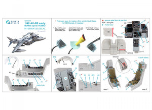 Quinta Studio QD48305 AV-8B Early 3D-Printed &amp;amp; coloured Interior on decal paper (Hasegawa) 1/48 – immagine 10