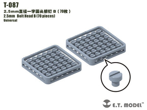 Rivets ET Modèle T-087 Tête de boulon 2,5 mm B (70 pièces)