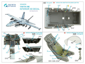 Quinta Studio QD48259 F/A-18E 3D-Printed &amp;amp; coloured Interior on decal paper (HobbyBoss) 1/48 – immagine 2