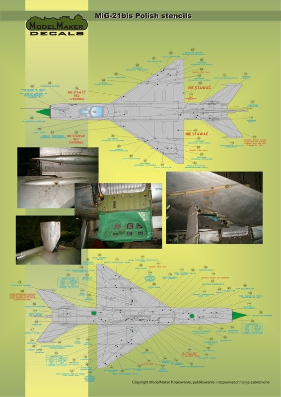 ModelMaker Decals D48020 MiG-21PFM/M/MF/bis/UM Polish stencils 1/48 – image 7