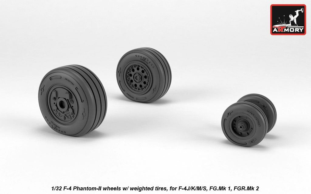 Armory Models AW32308 F-4 Phantom-II wheels w/ weighted tires, late 1/32 – zdjęcie 2