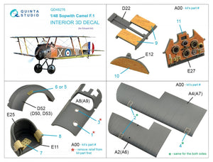 Quinta Studio QD48276 Sopwith Camel F.1 3D-Printed &amp;amp; coloured Interior on decal paper (Eduard) 1/48 – Bild 11
