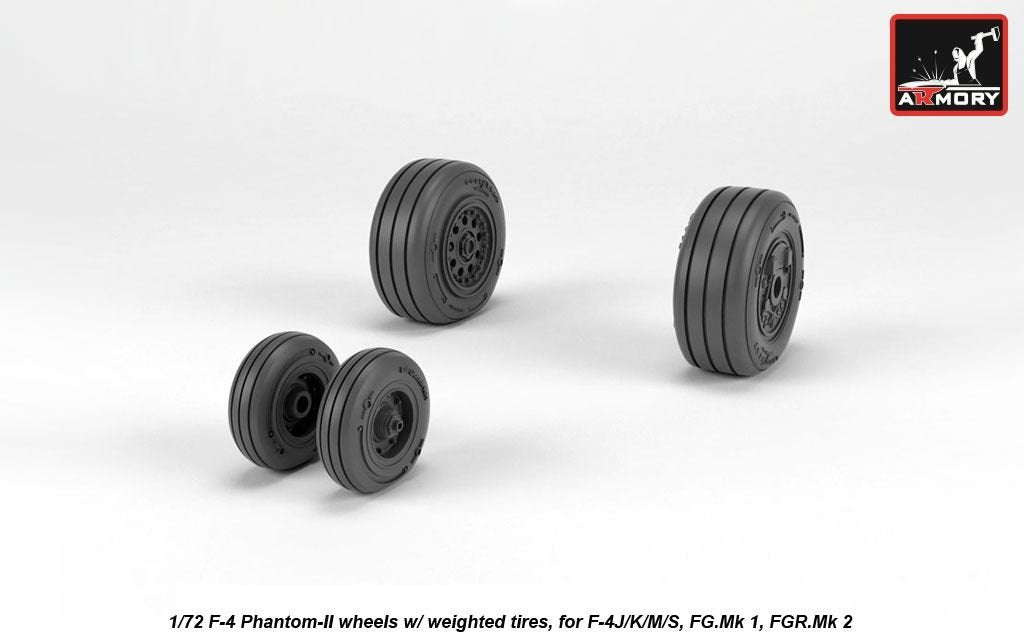 Armory Models AW72330 F-4 Phantom-II wheels w/ weighted tires, late 1/72 – immagine 4