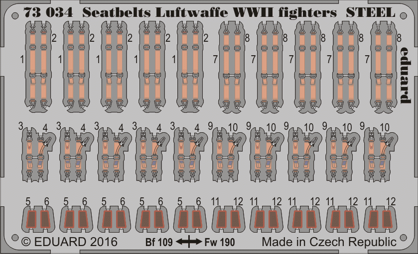 Eduard 73034 Ceintures de sécurité pour avions de chasse de la Luftwaffe (Seconde Guerre mondiale) - Acier - Échelle 1/72