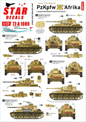 Star Decals 72-A1089 Panzer in the Desert # 6. PzKpfw IV Ausf F2 and G, in North Africa 1/72 – Bild 2