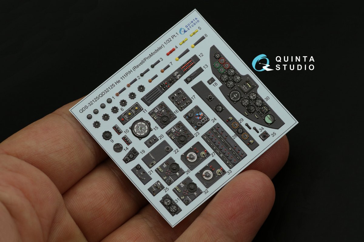 Quinta Studio QDS-32125 He 111 P/H 3D-Printed &amp;amp; coloured Interior on decal paper (Revell/ProModeler) (small version) 1/32 – imagen 3