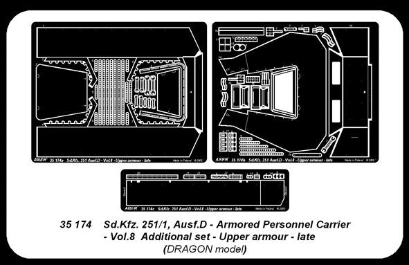 Aber 35174 Sd.Kfz. 251/1 Ausf.D. partie 8 blindage supérieur arrière (DRA) (1/35) – image 2