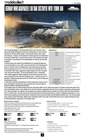 Modelcollect UA72116 Chasseur de chars allemand Jagdpanzer E-100 de la Seconde Guerre mondiale avec canon de 170 mm (1/72) – image 2