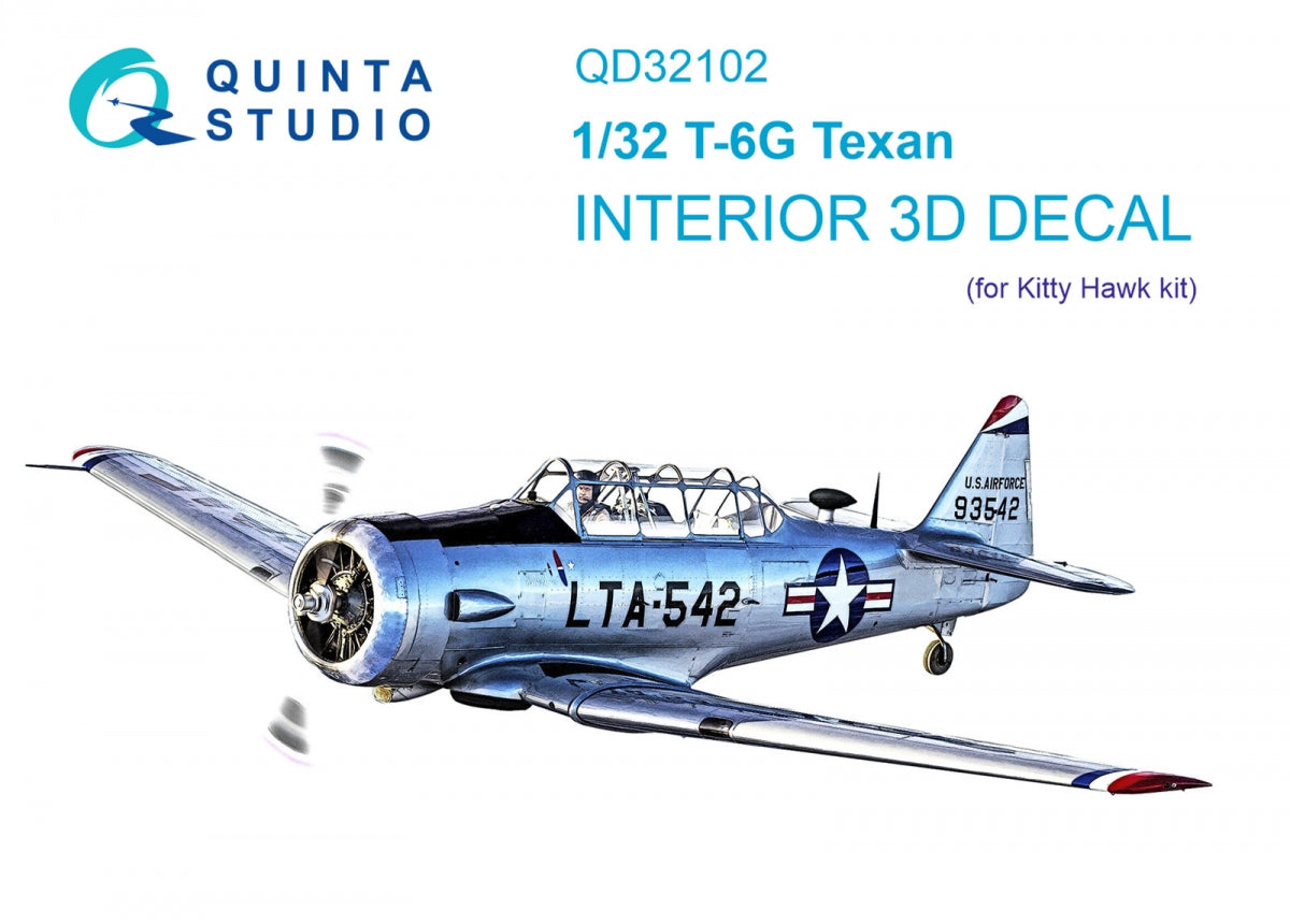 Quinta Studio QD32102 T-6G 3D-Printed colored Interior on decal paper (Kitty Hawk) 1/32