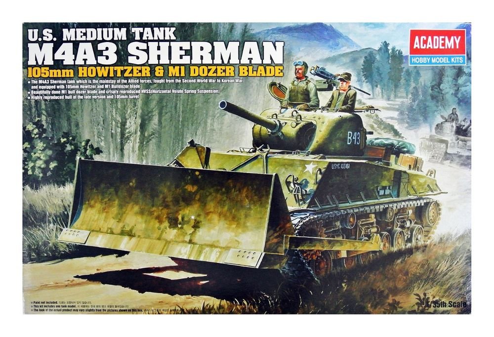 Academy 13207 M4A3 Sherman 105mm w/M1 Dozer Blade 1/35