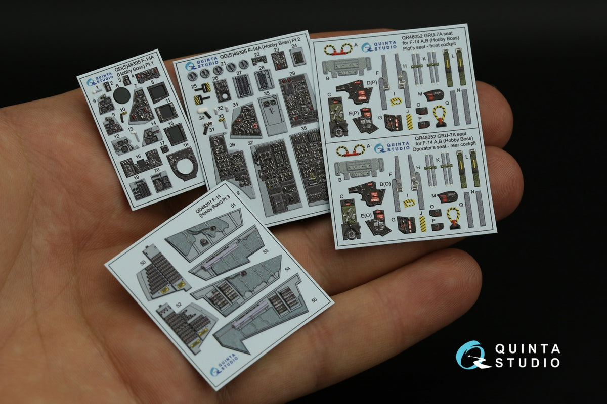 Quinta Studio QD48395 F-14A 3D-Printed &amp;amp; coloured Interior on decal paper (Hobby Boss) 1/48 – imagen 3