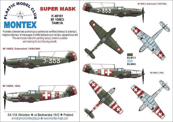 Montex K48161 Bf 109E3 (Swiss) 1/48