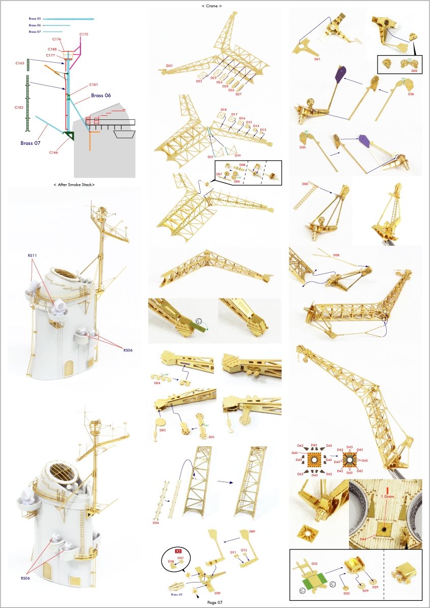 Pontos 37034FB USS BB-63 Missouri 1945 Ensemble de détails avancés pour maquette Hobbyboss (pont en bois teinté bleu 20B) 1/350 – image 14