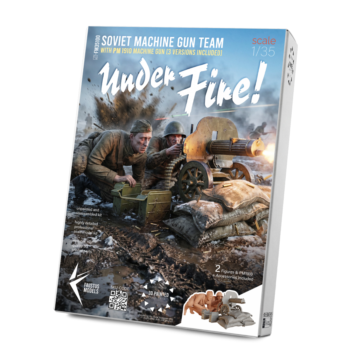Faustus Models FM35100 “Under Fire” Soviet Machine Gun Team 1/35