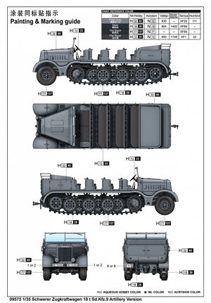 Trumpeter 09575 Schwerer Zugkraftwagen 18 t Sd.Kfz.9 Artillery Version 1/35 – image 3