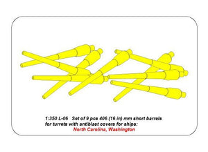 Aber 350L-06 Set of 9pcs 406mm short barrels for US ships for turrets without antiblast covers: North Carolina, Washington 1/350 – Bild 6