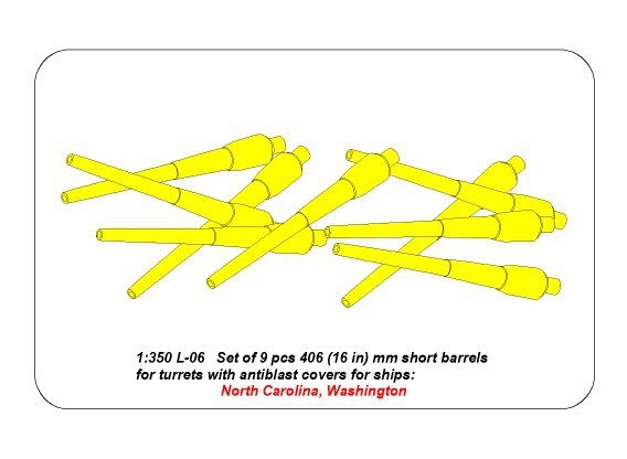 Aber 350L-06 Set of 9pcs 406mm short barrels for US ships for turrets without antiblast covers: North Carolina, Washington 1/350 – Bild 6