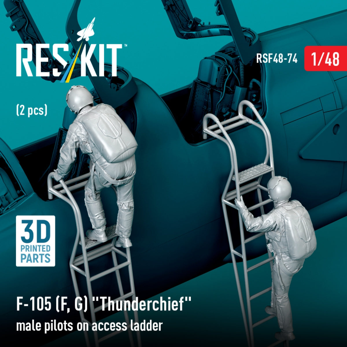 RESKIT RSF48-0074 F-105 (F, G) « Thunderchief » Pilotes masculins sur échelle d&amp;#39;accès (2 pièces) (Impression 3D) 1/48 – image 2
