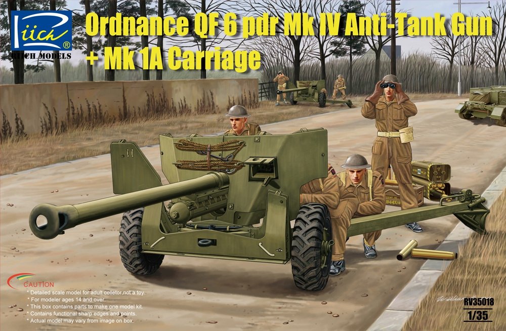 Riich Models RV35018 British Ordnance QF 6 pdr Mk IV Anti-Tank Gun and Mk 1a 1/35