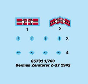 Trumpeter 05791 German Zerstorer Z-37 1943 1/700 – immagine 2
