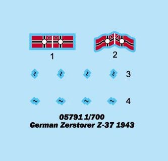 Trumpeter 05791 German Zerstorer Z-37 1943 1/700 – immagine 2