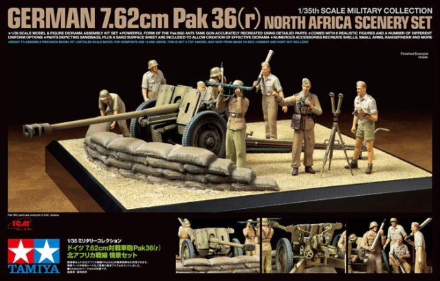 Tamiya 32408 German 7.62cm Pak 36(r) - North Africa Scenery Set 1/35