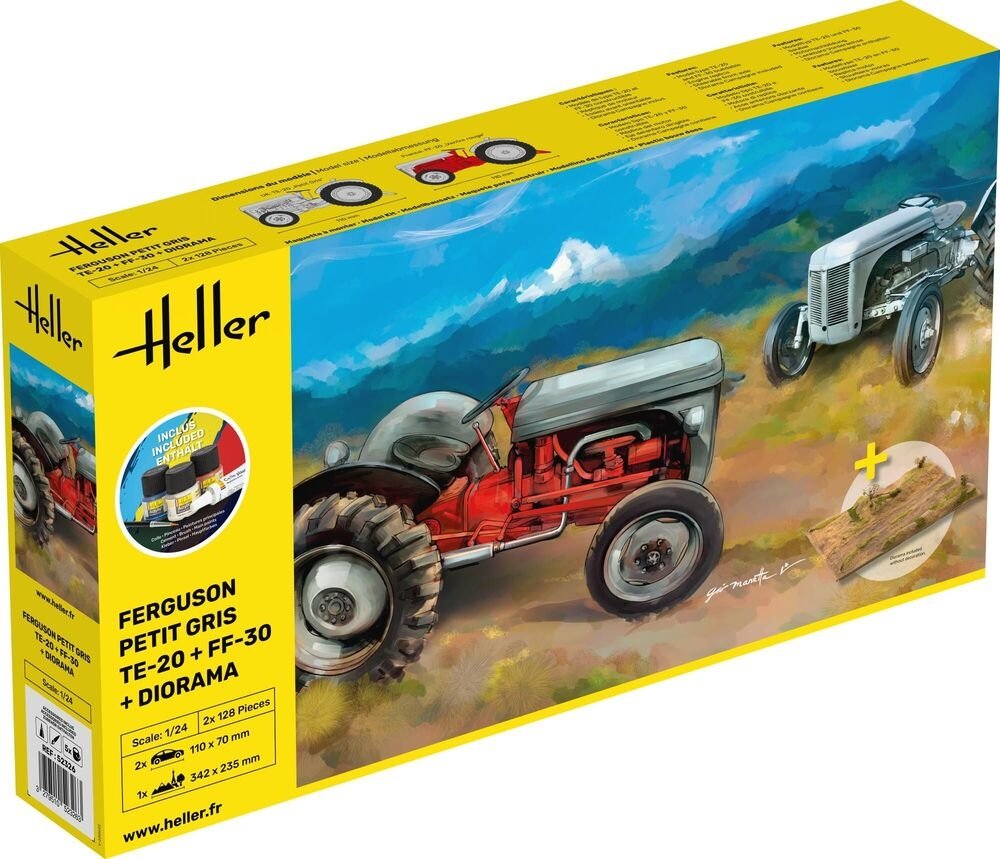 Heller 52326 Ferguson Petit Gris TE-20 + FF-30 + Diorama - Kit de démarrage 1/24